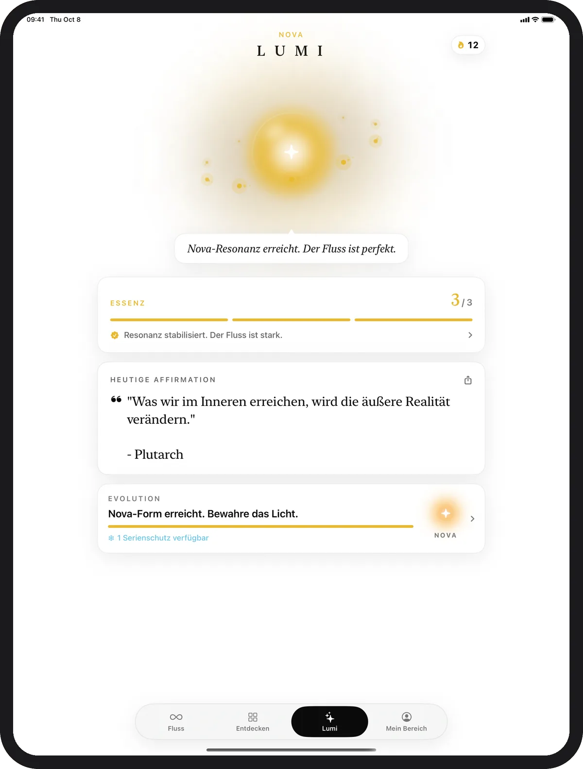 Lumina auf dem iPad