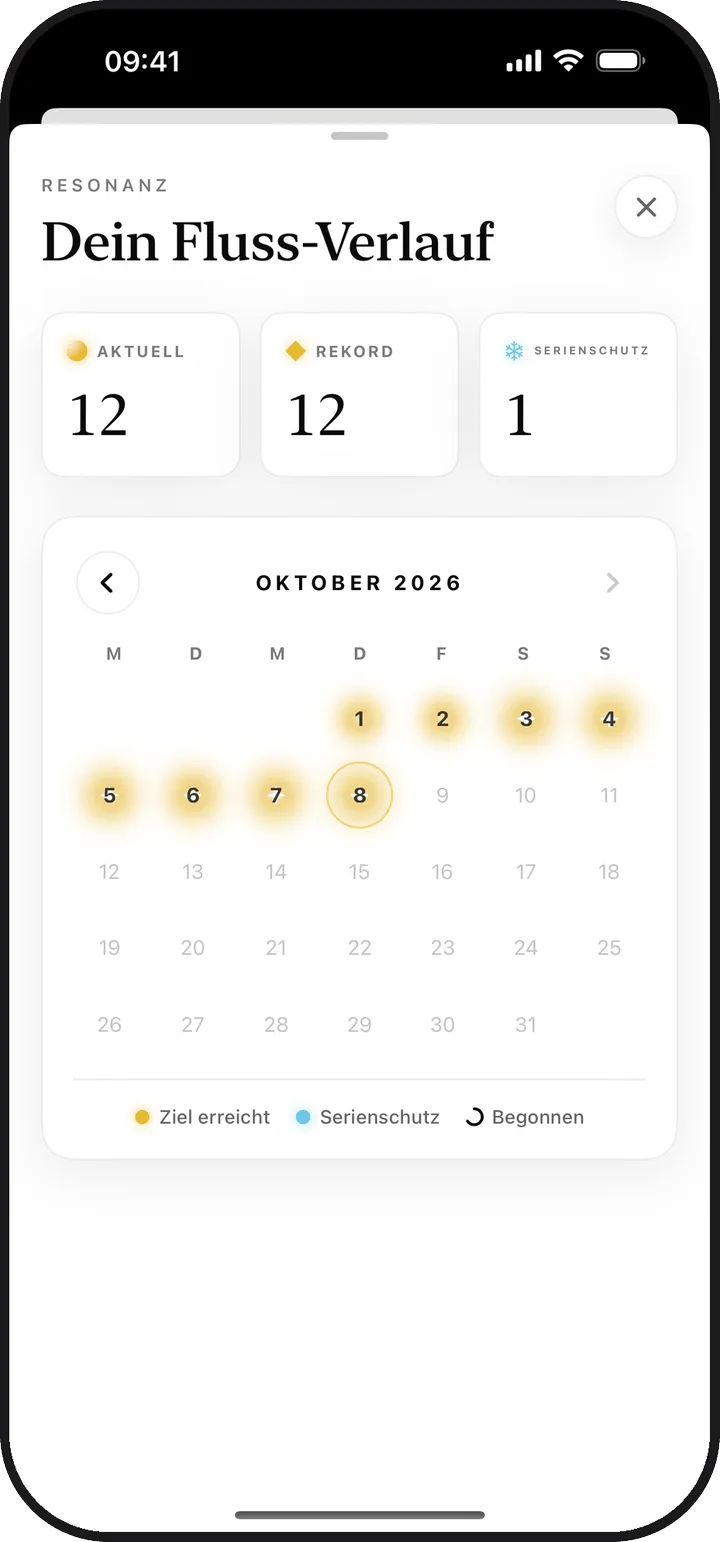 Der Kalender „Dein Fluss-Verlauf“ in Lumina mit einer Serie