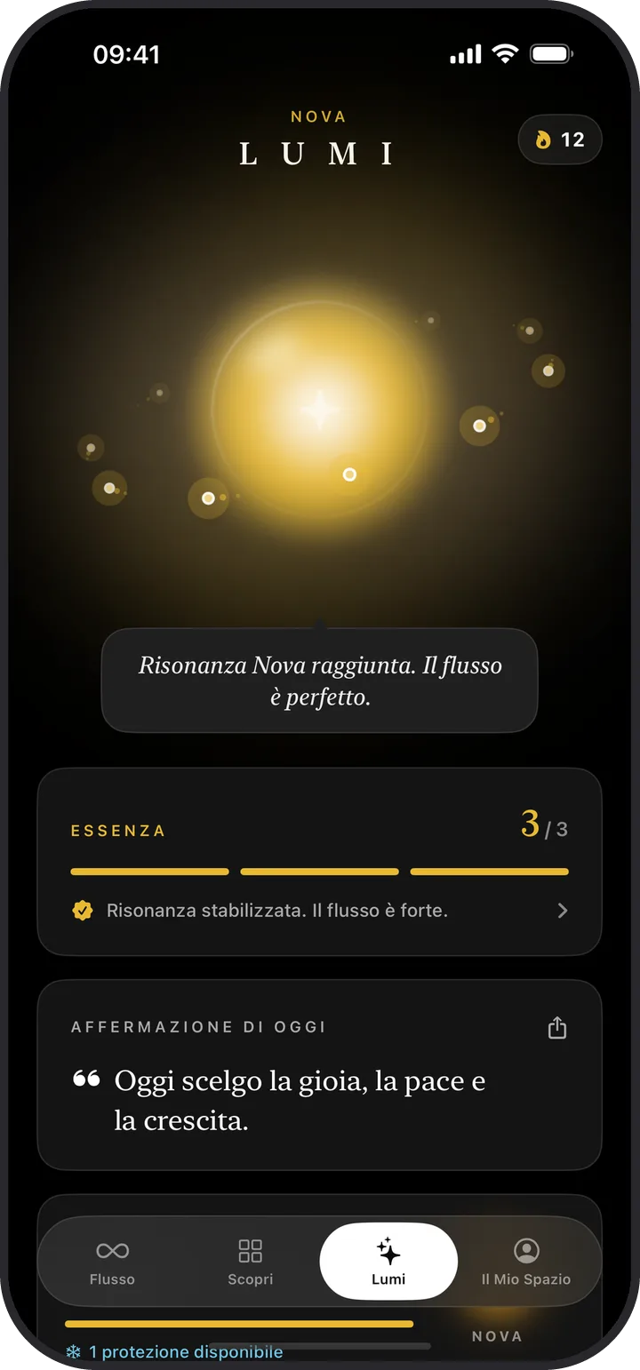 La schermata Lumi di Lumina in modalità scura
