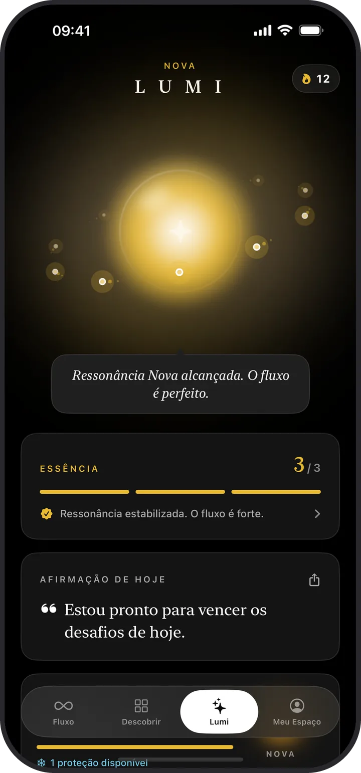 A tela Lumi do Lumina no modo escuro