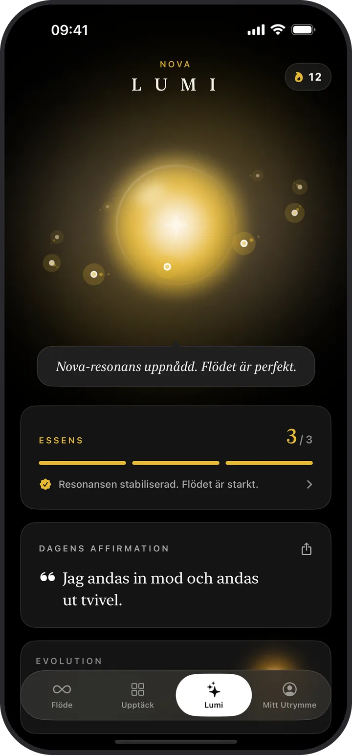 Skärmen Lumi i Lumina i mörkt läge